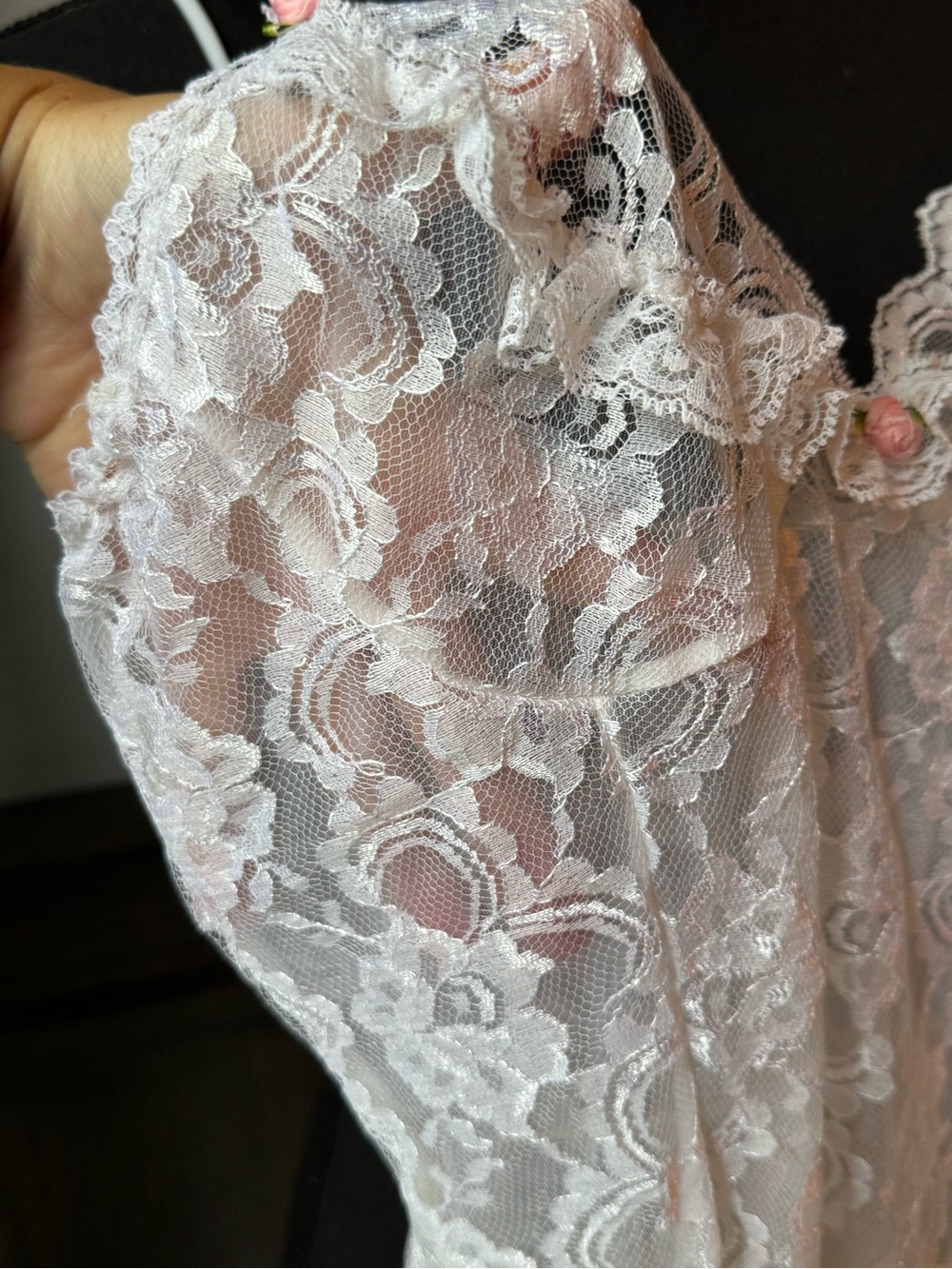 Vintage Tosca White Nylon Tricot Lace V Waist Nightgown Bridal Peignoir small - Picture 3 of 11